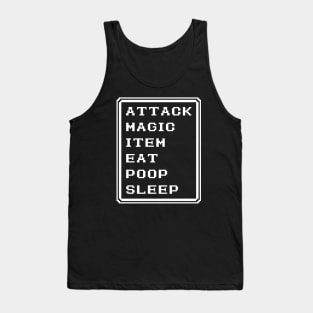 Final Fantasy Battle Menu Eat Poop Sleep Black Mage Version Tank Top